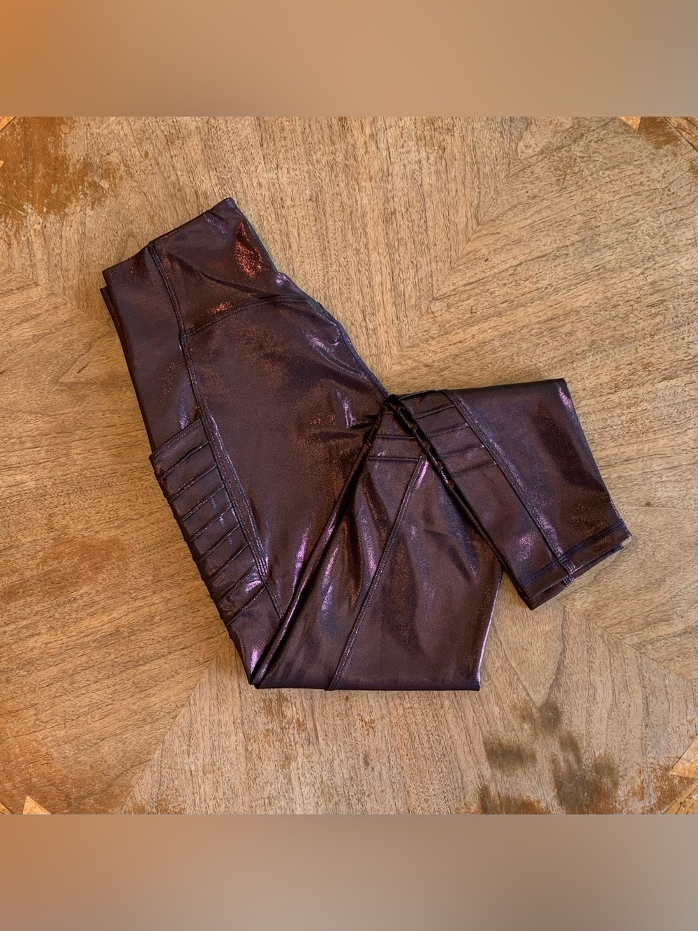 BuffBunny Black Cherry Patent Moto Pocket Leggings